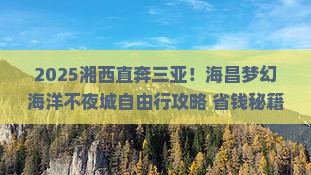 湘西去三亚海昌梦幻海洋不夜城自由团